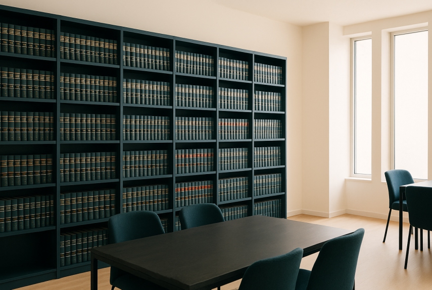 Modern legal library scene